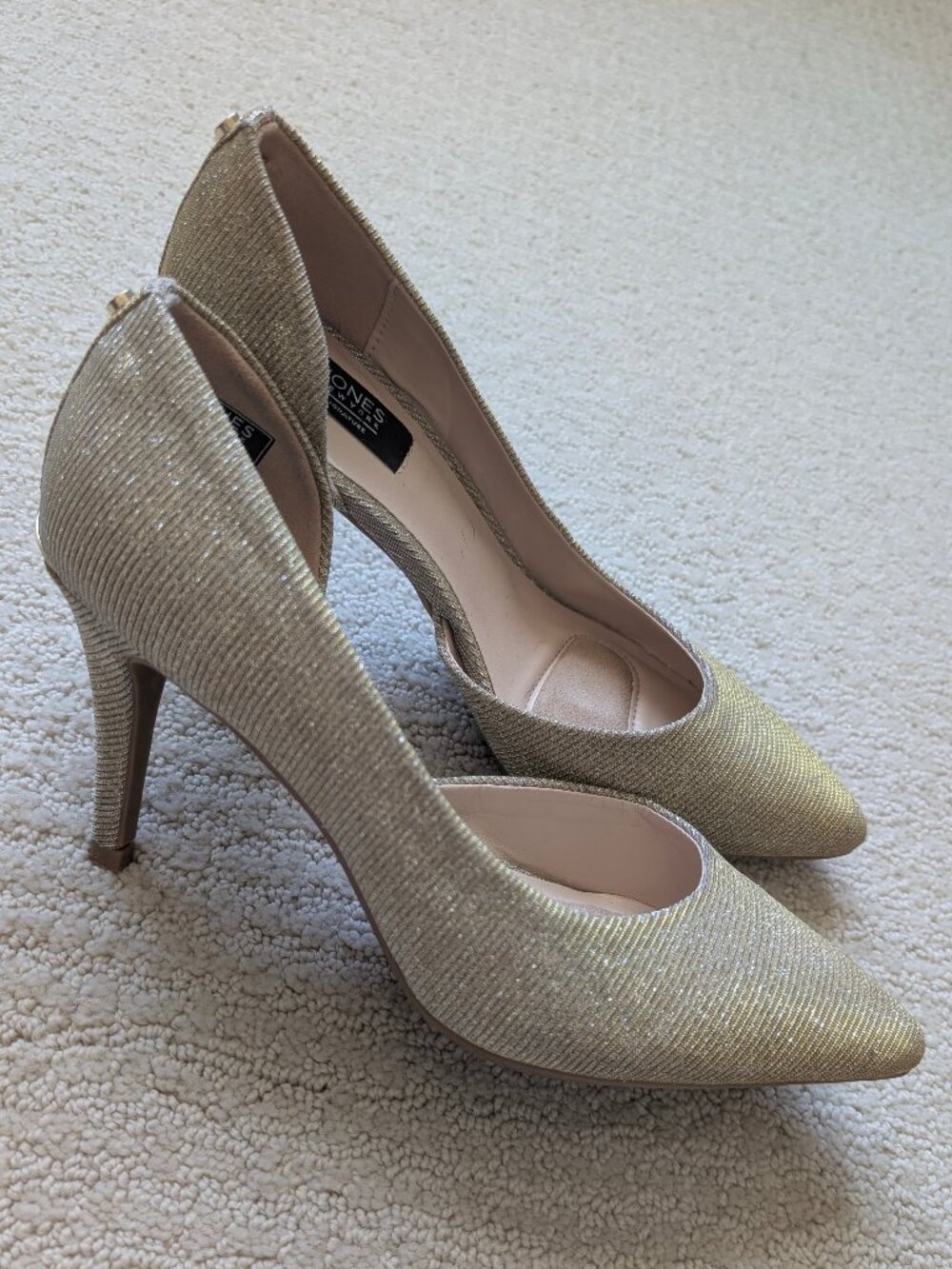 NEW Jones New York Signature Women's 7.5 Beatrix Gold Glitter Pumps High Heels
